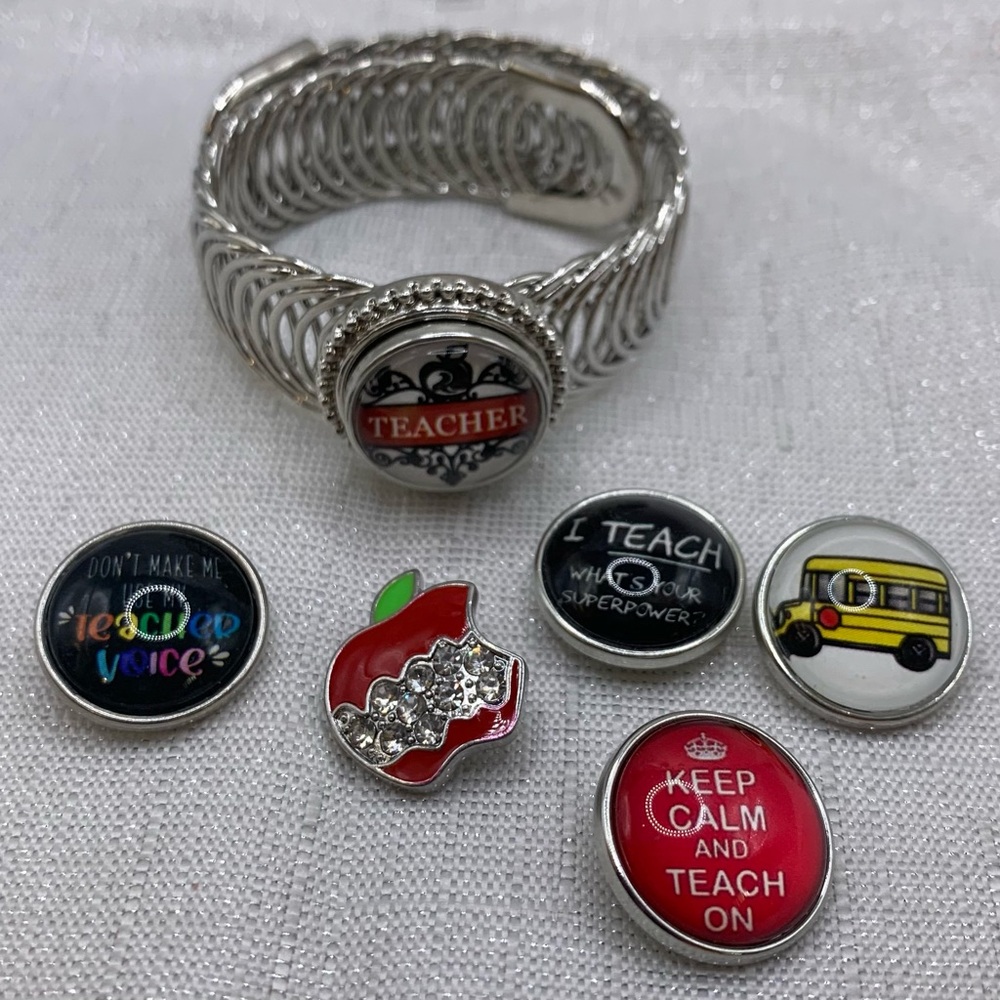 Easiest On/Off Bracelet EVER! Fits all Wrist Sizes! Teacher Snap Button Bracelet